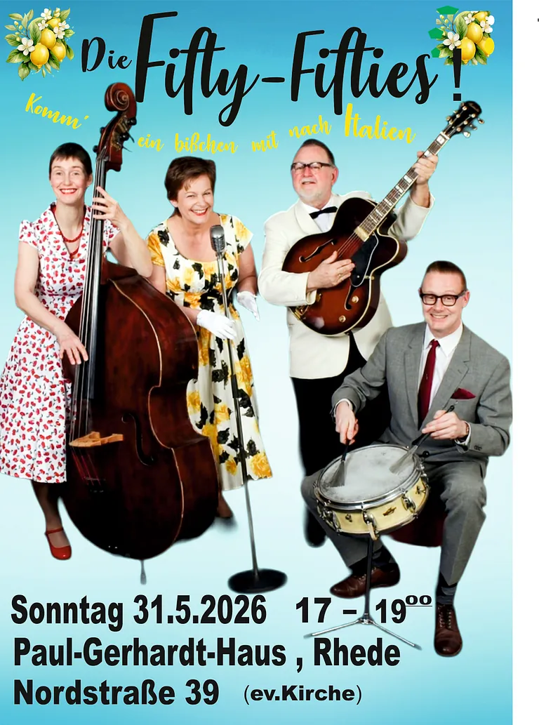 Flyer: Konzert von Die Fifty-Fifties im Paul-Gerhardt-Haus, Rhede.